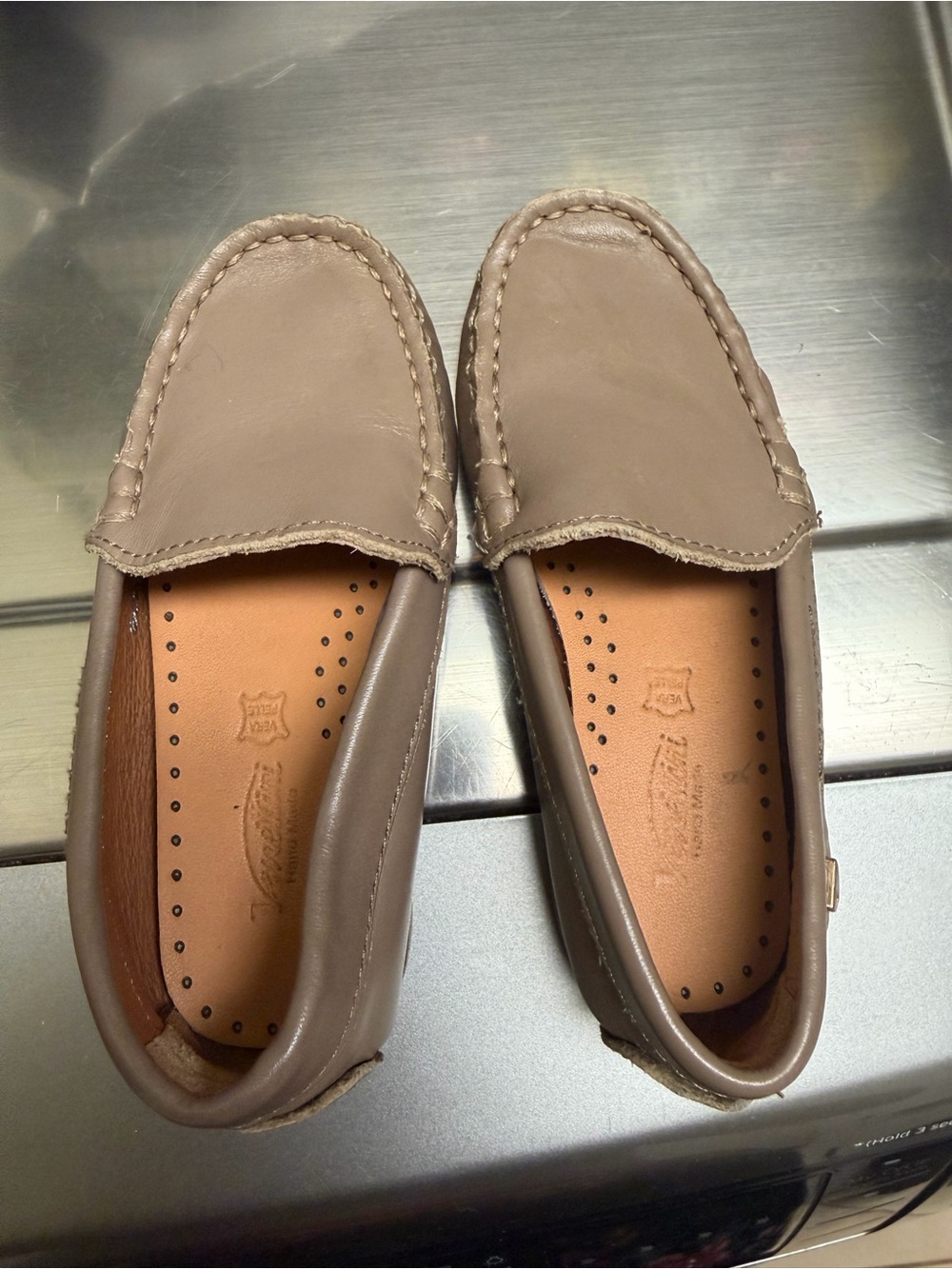 Toddler boy Taupe Leather Italian Loafers